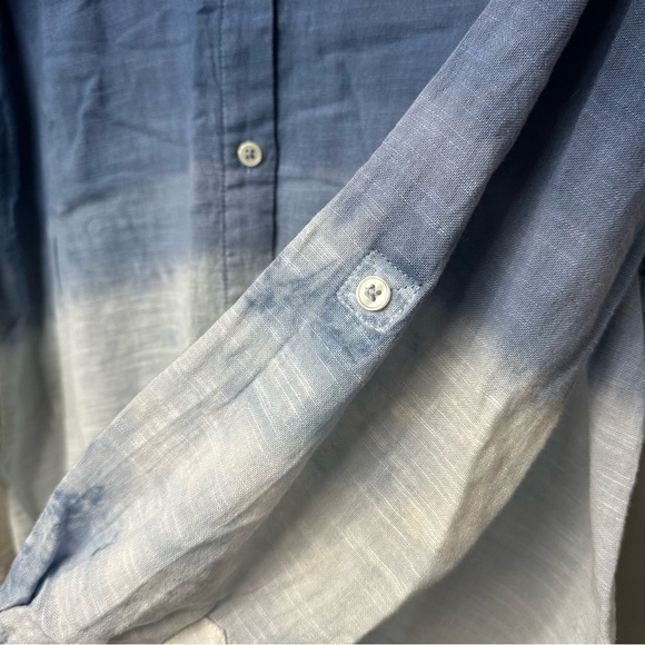 INC International Concepts Blue Cotton Long Sleeve Summer Blouse, M - Picture 6 of 10